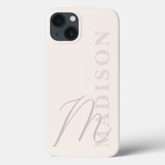 Minimalistiskt Modern Beige Initial Monogram (Baksida)