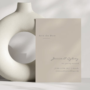 Minimalistiskt Modern Beige Taupe-skript sparar da Spara Datumet