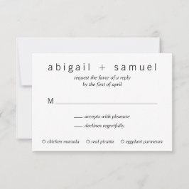Minimalistiskt Modern Black and White Bröllop OSA Kort