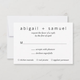 Minimalistiskt Modern Black and White Bröllop OSA Kort