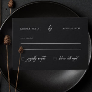 Minimalistiskt Modern Black and White Bröllop OSA Kort