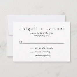 Minimalistiskt Modern Black and White Bröllop OSA Kort