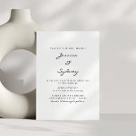 Minimalistiskt Modern Black and White Script Bröll Inbjudningar<br><div class="desc">Minimalistisk Modern Bröllopsinbjudan för svart och vitt skript</div>
