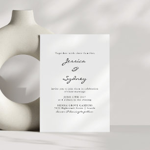 Minimalistiskt Modern Black and White Script Bröll Inbjudningar