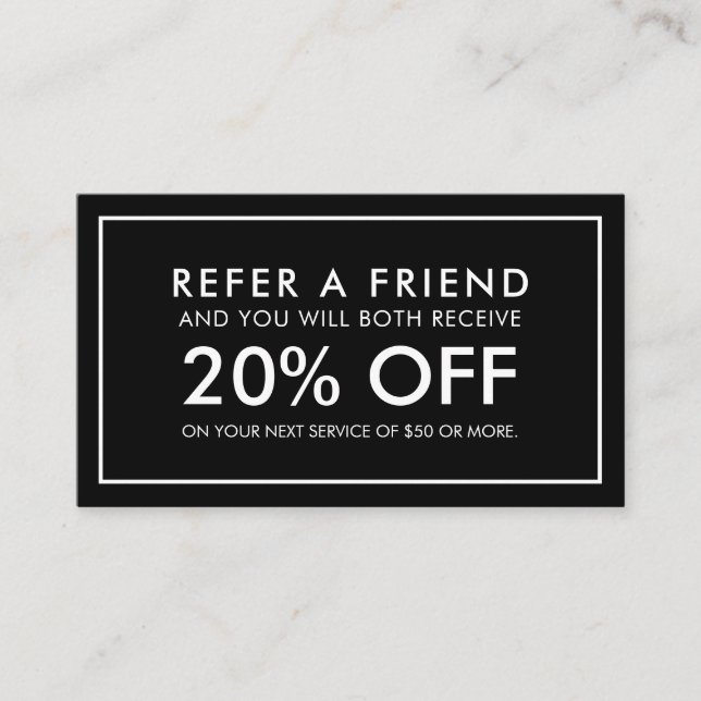 Minimalistiskt Modern Black Reference Rabattkort (Framsida)