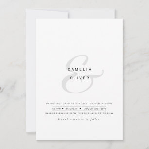 Minimalistiskt Modern Black White Ampersand Bröllo Inbjudningar
