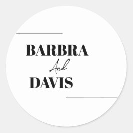 Minimalistiskt Modern Black & White Bold Namn Runt Klistermärke