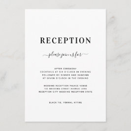Minimalistiskt Modern Black & White-bröllop Mottag Tilläggskort