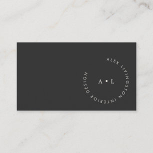 Minimalistiskt Modern Black White Circle Monogram Visitkort