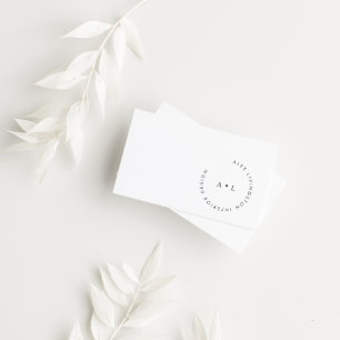 Minimalistiskt Modern Black White Circle Monogram Visitkort