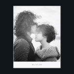 Minimalistiskt Modern Black White Photo Save Date Vykort<br><div class="desc">Minimalistiskt modernt vykort för svart och vit Bröllop spara datum</div>