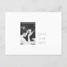 Minimalistiskt Modern Black White Photo Save Date