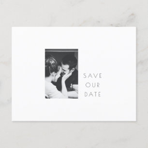 Minimalistiskt Modern Black White Photo Save Date Vykort