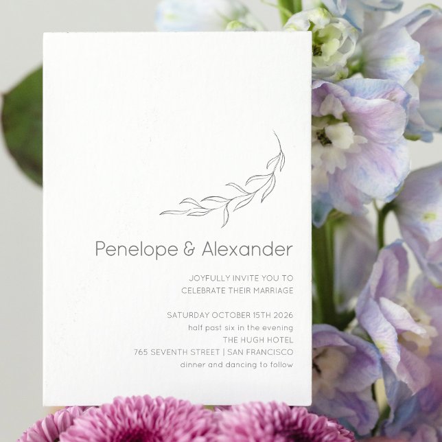 Minimalistiskt Modern Botaniska Chicen Teckning Br Inbjudningar (Skapare uppladdad)