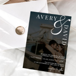 Minimalistiskt Modern Bröllop Black Photo Inbjudningar