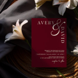 Minimalistiskt Modern Bröllop Red Photo Inbjudningar