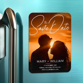 Minimalistiskt Modern Bröllop spara datum-foto Magnet