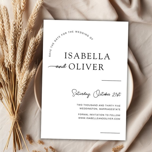 Minimalistiskt Modern Bröllop spara datum Inbjudningar (Minimalist Modern Wedding Save the Date Invitation)