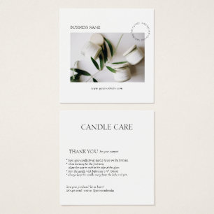 Minimalistiskt Modern Candle Care-fotokort Fyrkantigt Visitkort