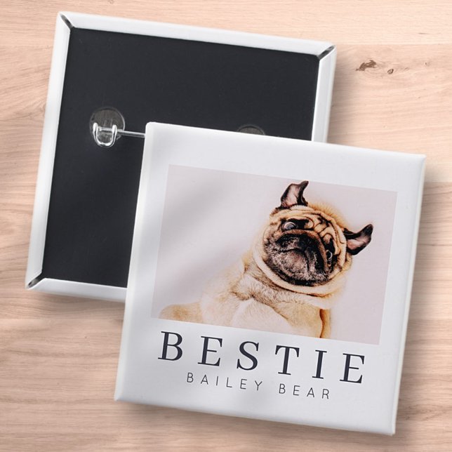 Minimalistiskt Modern Chic Pet Bestie BFF-foto Knapp (Skapare uppladdad)