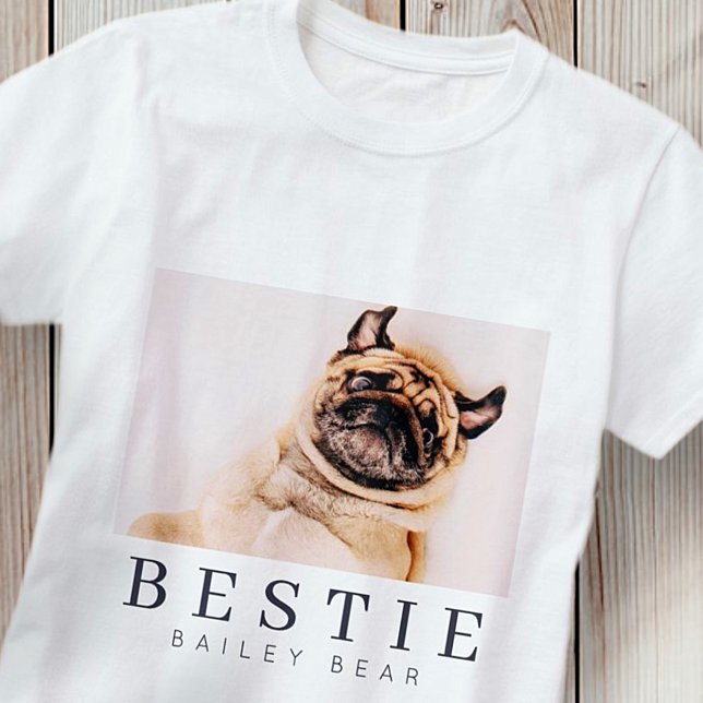 Minimalistiskt Modern Chic Pet Bestie BFF-foto T Shirt (Skapare uppladdad)