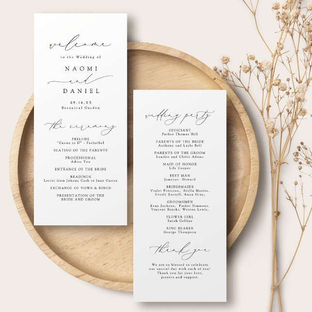 Minimalistiskt Modern Chic-skript Elegant bröllop Program (Minimalist Modern Chic Script Elegant Wedding Program)