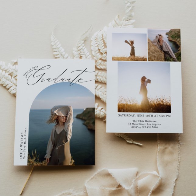 Minimalistiskt Modern Classic Arch Photo Studenten Inbjudningar (Skapare uppladdad)