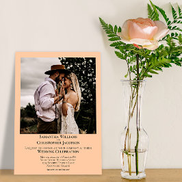 Minimalistiskt Modern Coral Peach Photo Bröllop Inbjudningar