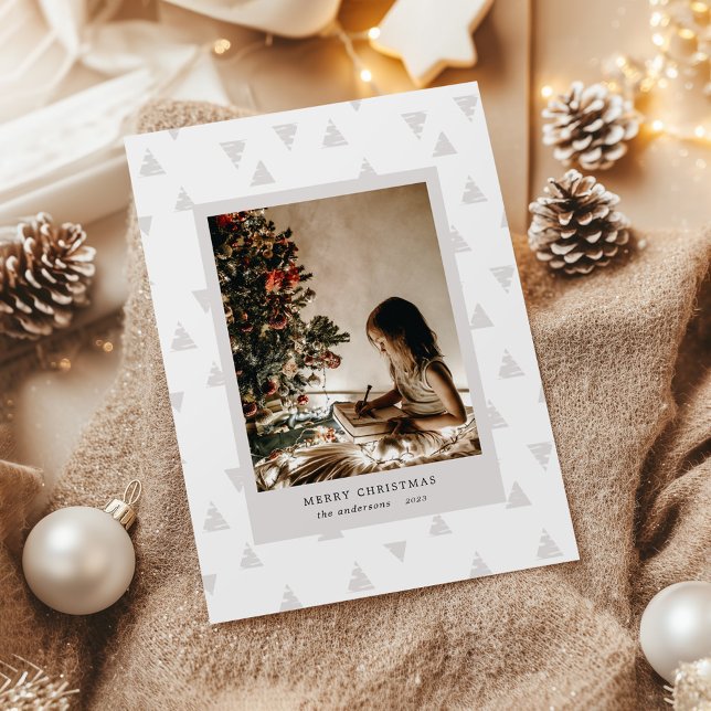 Minimalistiskt Modern Deco Julgran-foto Julkort (Skapare uppladdad)