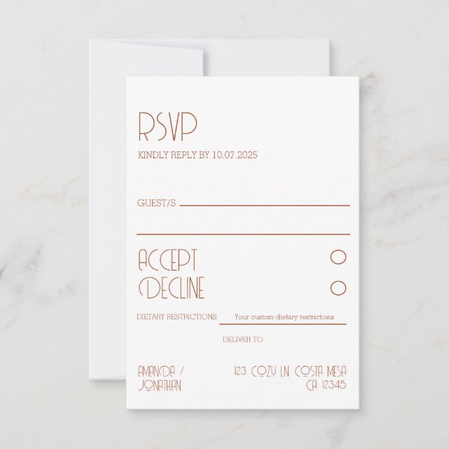 Minimalistiskt Modern Elegance Bröllop OSA Card (Framsida)