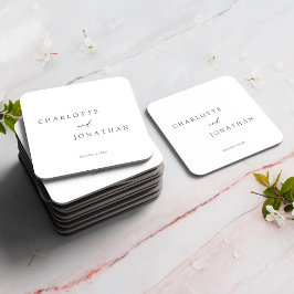 Minimalistiskt Modern Elegant bröllop Underlägg Papper Kvadrat