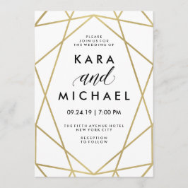 Minimalistiskt Modern Faux Guld på White Inbjudningar