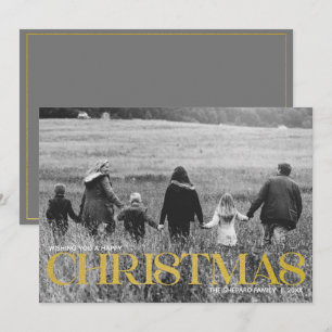 Minimalistiskt Modern God jul-familjfoto Julkort