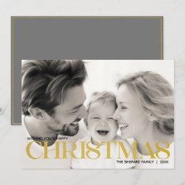 Minimalistiskt Modern God jul-familjfoto Julkort