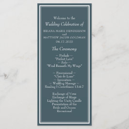 Minimalistiskt Modern Gräns Blue Bröllop Program