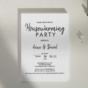 Minimalistiskt Modern Houseuppvärmning Party Black Inbjudningar