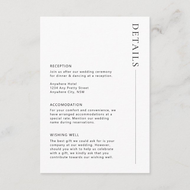 Minimalistiskt Modern Information-hölje Tilläggskort (Framsida)