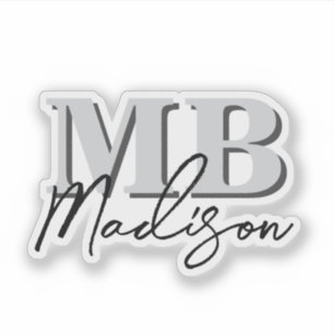 Minimalistiskt Modern Initial Monogram Klistermärken