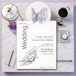 Minimalistiskt Modern Lilac och Dusty Blue Butterf Flygblad