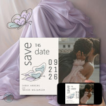 Minimalistiskt Modern Lilac och Dusty Blue Butterf