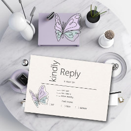 Minimalistiskt Modern Lilac och Dusty Blue Butterf OSA Kort
