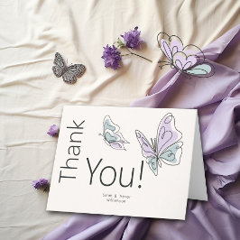 Minimalistiskt Modern Lilac och Dusty Blue Butterf Tack Kort