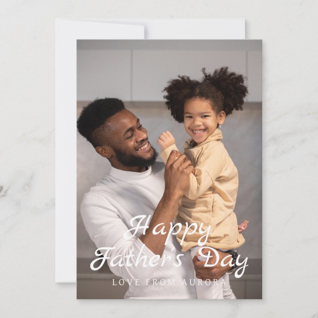 Minimalistiskt Modern Lycklig Fars dag 1-foto Julkort (Framsida)