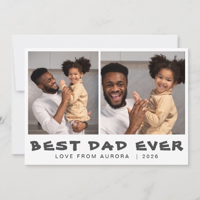 Minimalistiskt Modern Lycklig Fars dag 2-foto Julkort (Framsida)