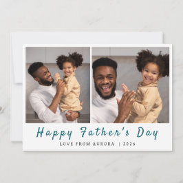 Minimalistiskt Modern Lycklig Fars dag 2-foto Julkort
