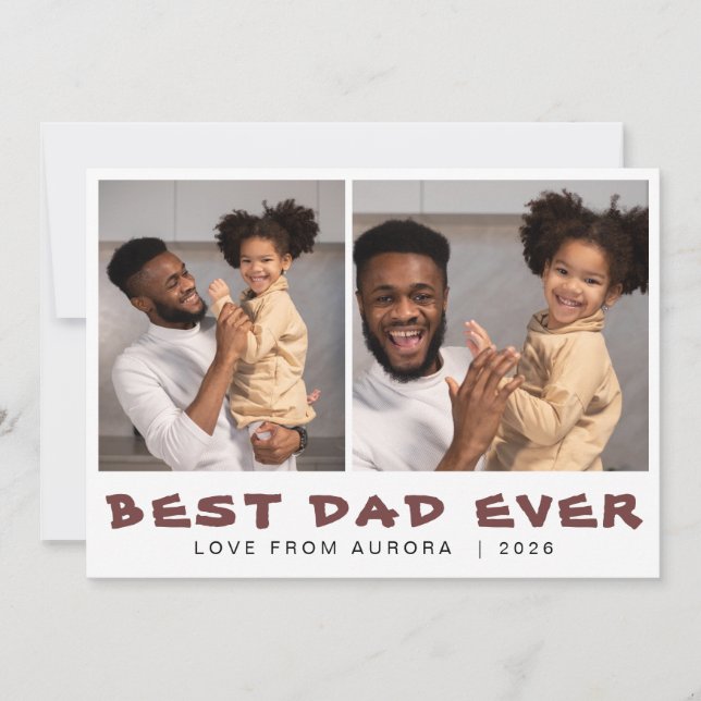 Minimalistiskt Modern Lycklig Fars dag 2-foto Julkort (Framsida)