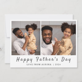 Minimalistiskt Modern Lycklig Fars dag 2-foto Julkort