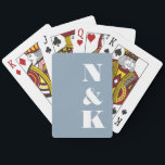 Minimalistiskt Modern Monogram Dusty Blue Bröllop Casinokort<br><div class="desc">Minimalistiskt,  Modern Monogram Dusty Blue and White Bröllop Personlig Spelkort</div>