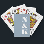 Minimalistiskt Modern Monogram Dusty Blue Bröllop Casinokort<br><div class="desc">Minimalistiskt,  Modern Monogram Dusty Blue and White Bröllop Personlig Spelkort</div>