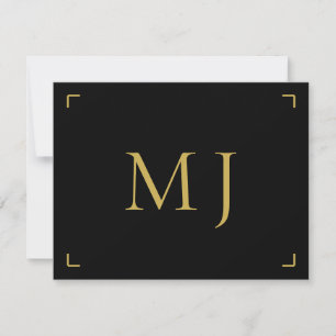 Minimalistiskt Modern Monogram Guld Black Anteckningskort